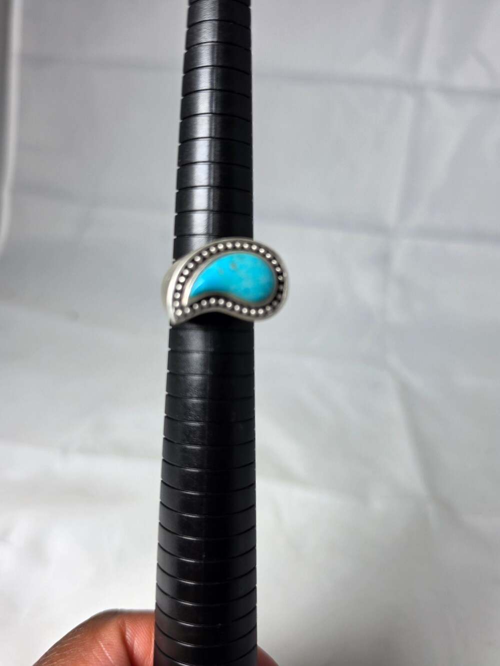 SX 925 Sterling Silver Paisley Turquoise Ring Made in Thailand